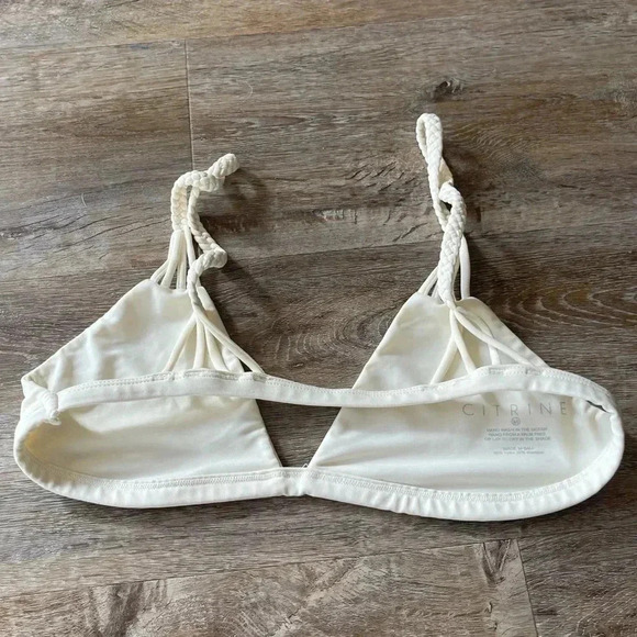 Citrine Women's Bikini Top Size Medium Ivory Braded Straps Swim Beach Pool M - Picture 4 of 5